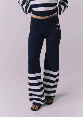 NEW CHASER anchor stripe pants in navy